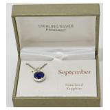 September Birthstone Simulated Sapphire Sterling