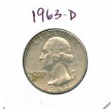 1963-D Washington Silver Quarter
