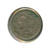 1865 U.S Three Cent Copper Nickel - Very Good