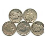 (5) Mercury Silver Dimes