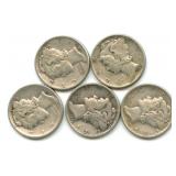 (5) Mercury Silver Dimes