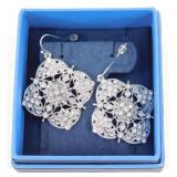 Clear Rhinestone Filigree Design Earrings
