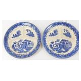 * (2) Blue Willow Compartment Plates - Made in