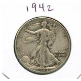 1942 Walking Liberty Silver Half Dollar