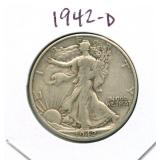 1942-D Walking Liberty Silver Half Dollar