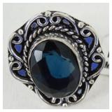 German Silver & Black Onyx Ring - Size 6