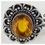 German Silver & Citrine Ring - Size 7