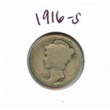1916-S Mercury Silver Dime
