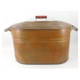* Large Antique Copper Boiler w/ Lid & Wood
