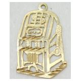 14k Gold Pendant Charm, Slot Machine - .89 Grams