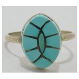 Vintage Sterling Silver Turquoise Ring - Size 8