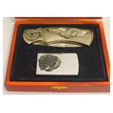 Knife & Lighter Set in Wooden Box