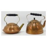 2 Antique Copper Tea Pots