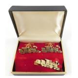 Train Engine Tie Clip and Cufflinks Set