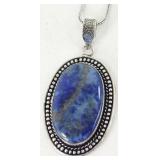 German Silver & Lapis Pendant Necklace with Chain