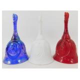 * Red, White & Blue Fenton 3 Piece Bell Set