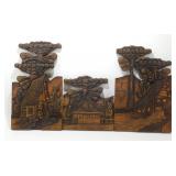 * Set of 3 Hand-Carved Wooden Scenes