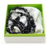 Black Onyx / Black Glass Bead Necklace, Bracelet