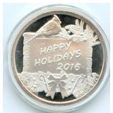 1-Ounce .999 Fine Silver Round, Happy Holidays