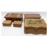 * 5 Vintage Wooden Boxes