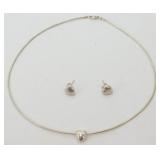 MMA 925 Heart Necklace and Earring Set - 18g