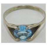 Vintage Sterling Silver Aqua Marine Ring - Size 8