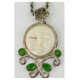 Green Stones Face Necklace