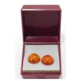 Pierced Amber Round Earrings in Box