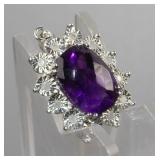 Amethyst with Mini Clear Zirconia Lab Created