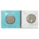 2 Indian Head Nickels - 1925-P and 1926-P