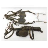 2 Antique Horse Bridles with One Horse Rosette
