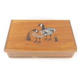 Wood Trinket Box Geese Gerard Craft Maine 9-1/4"