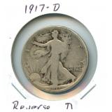 1917-D Walking Liberty Silver Half Dollar -