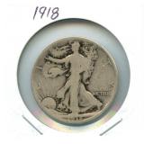 1918 Walking Liberty Silver Half Dollar