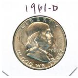 1961-D Franklin Uncirculated Silver Half Dollar