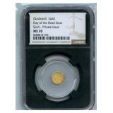 .9999 Gold Day of the Dead Rose - NGC MS 70