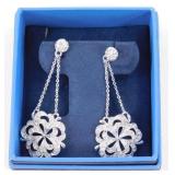 Clear Rhinestone Filigree Design Drop Earrings