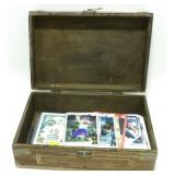 Wooden Box Filled with Over 150 Hockey Cards and