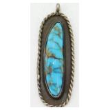 Sterling Silver Turquoise Pendant weighs