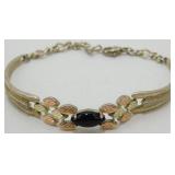C Co. & Sterling 14k Gold Black Onyx 7" Bracelet