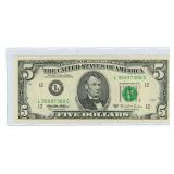 Crisp Small Portrait $5 Federal Reserve Note