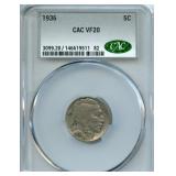 CAC Graded Buffalo Nickel - 1936