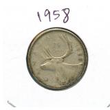 1958 Canadian Silver Quarter