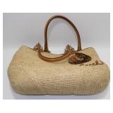 Coach Straw Handbag with Stains on Inside Liner