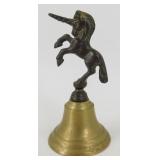 Vintage MCM Unicorn Hand Bell - Solid Brass