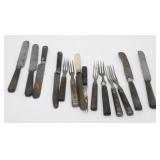 Group of 14 Civil War Era 3-Prong Table Forks &