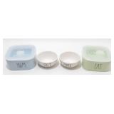 * Rae Dunn Open Salt & Pepper plus "Eat" & "Yum"