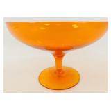 * Viking Glass Persimmon Color Compote - 8" W x