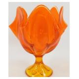 * Viking Glass Persimmon Color 6-Petal Pedestal