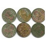 Group of 6 Mexico Silver Pesos